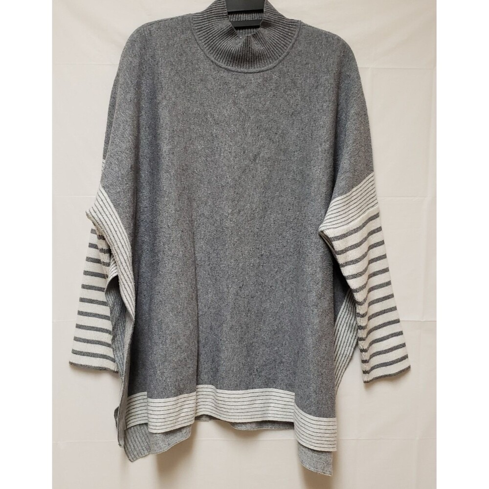 Zenana Women’s Gray Turtleneck Long Sleeve Poncho Shawl Size XL PO Excellent